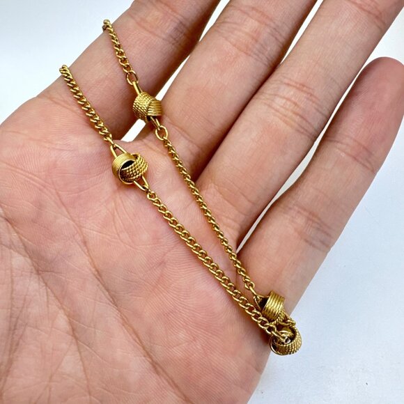 VTG Gold Tone Interlocking Knot Chain Station Necklace Size 17" Length - Picture 7 of 10